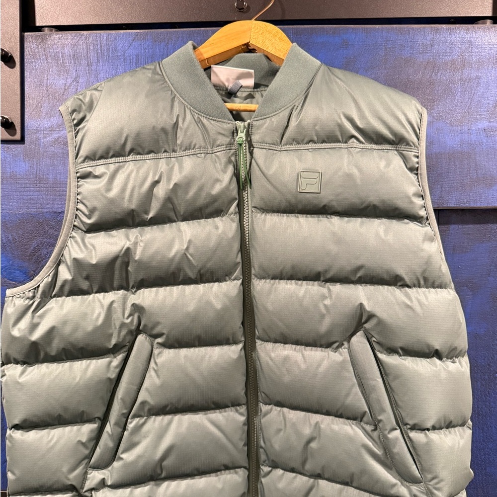 Fila Sage Green Quilted Puffer Vest
